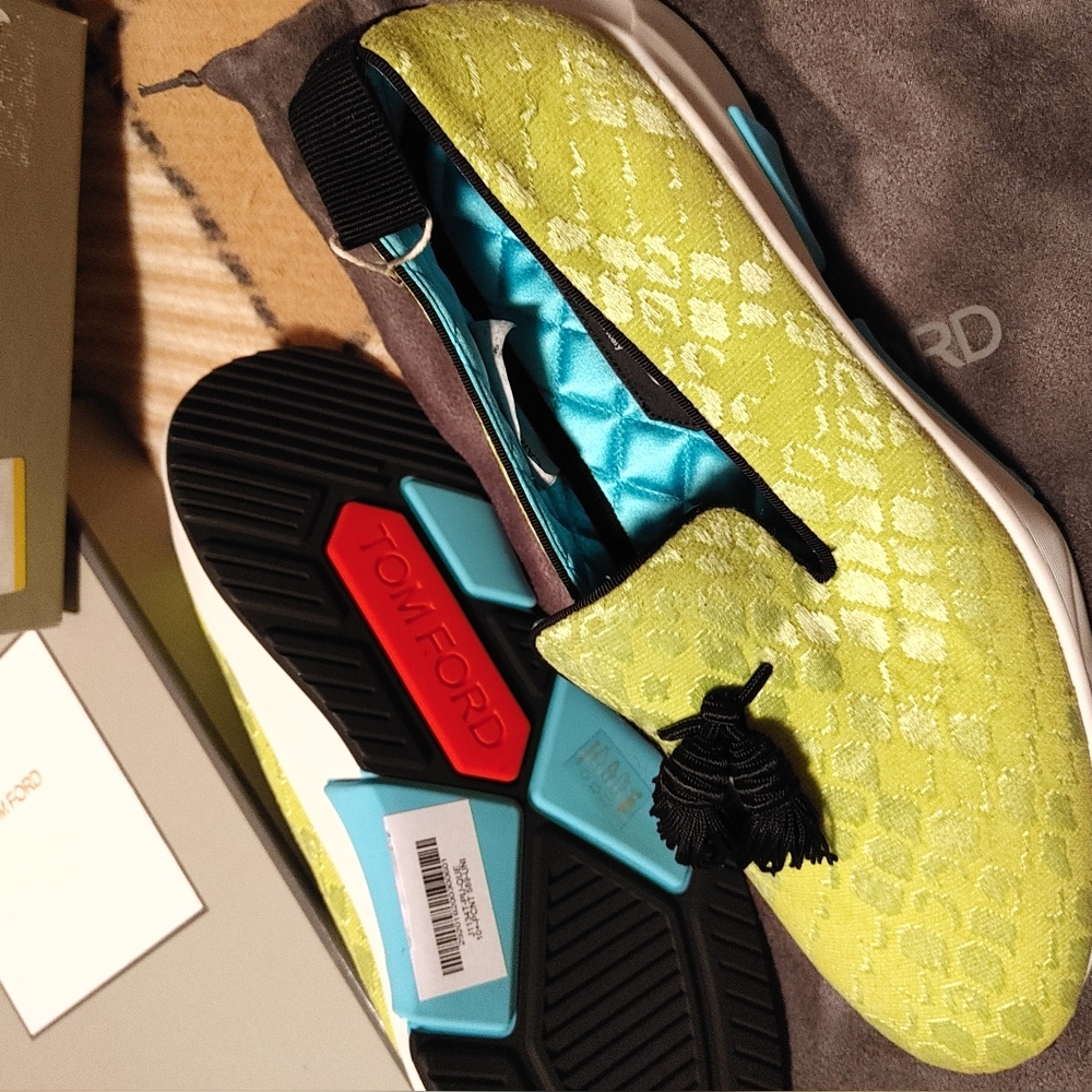 Tom Ford Lime Green Patterned Loafers